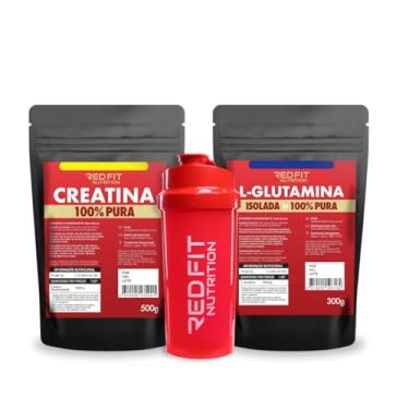 Imagem de Creatina Monohidratada 500g L-Glutamina 300g - 100% Puras Importadas - Red Fit Nutrition