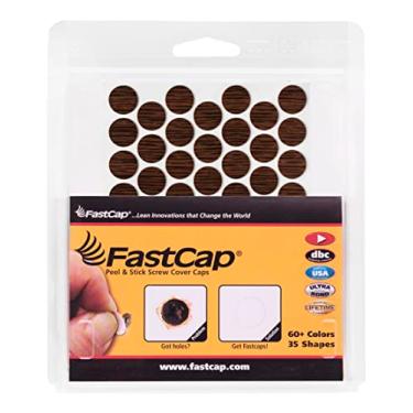 Imagem de FastCap - Capas para furos de parafuso, adesivos de 14 mm (9/40.6 cm) - marcenaria e armários profissionais - uma folha (53 capas) - PVC de madeira, cor - nogueira imperial