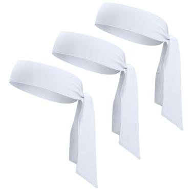Imagem de Faixa de cabeça esportiva esportiva para homens e mulheres, pacote com 3 faixas de cabeça ninja ajustáveis para karatê com absorção de suor e treino para basquete, corrida, tênis, atletismo