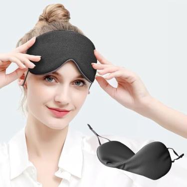 Imagem de Máscara de dormir, máscara dupla face quente e fria para dormir 1 pacote, venda macia ajustável para bloqueio de luz, máscara de sono confortável para viagens, soneca, meditação preta