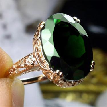 Imagem de Anéis de noivado vintage de zircônia cúbica verde banhada a ouro com corte oval, alianças de compromisso, festas noturnas, presentes de dia dos namorados, alianças de eternidade para mulheres, 8