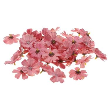 Imagem de Cabeças de flores artificiais multicamadas de 4,5 cm, pacote com 50 cabeças de flores falsas de seda multicamadas para decoração de buquê floral de casamento, faça você mesmo, rosa vermelha