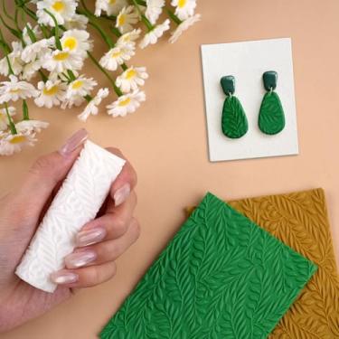 Imagem de Rolo de textura de argila de polímero, rolo de argila de polímero para fazer brincos, funciona com cortadores (floral)