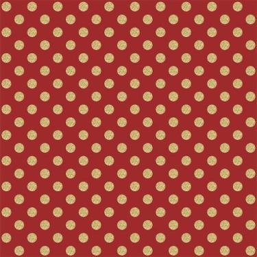 Imagem de Tecido Tricoline Poá Bola Média Dourado Fundo Vermelho (5 mm) para Art