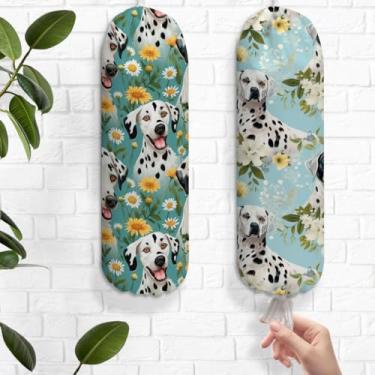 Imagem de 2 peças de suportes de plástico dálmatas florais em aquarela para sacolas de supermercado, suporte de parede reutilizável, suporte organizador para armário de cozinha, despensa, presentes para amantes