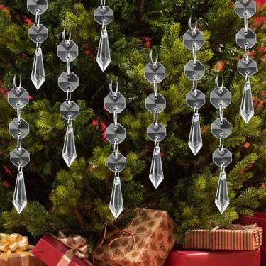 Imagem de Enfeite de cristal transparente, tira de gelo de Natal, flocos de neve, gotas de água, pingentes pendurados, decoração de árvore de Natal (5 peças, estilo 4)