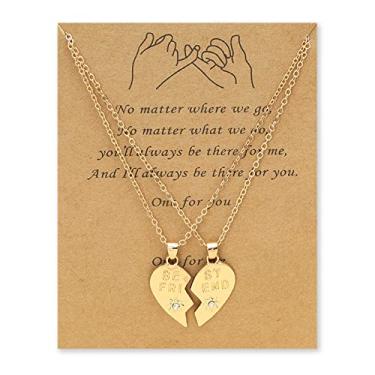 Imagem de Colares de amizade para 2 amigas, melhores amigas, presentes de aniversário para mulheres, coração partido, pescoço, renda, presentes de Natal para melhor amiga, colares de ouro combinando
