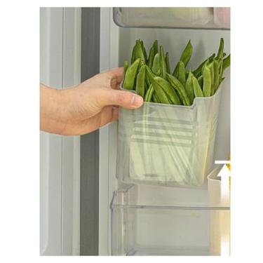Imagem de Caixa organizadora de geladeira de plástico para armazenamento na porta lateral, caixa de recipiente de alimentos frescos para legumes, frutas, lanches