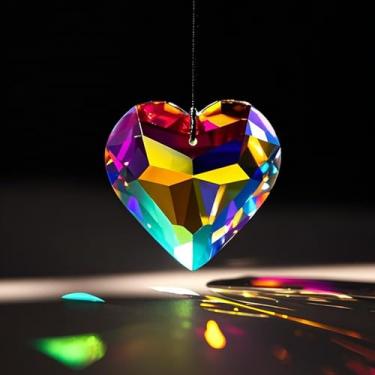 Imagem de Lustre de pendurar prismas de cristais com corrente para janelas, peças para apanhadores de sol, pingentes de arco-íris (colorido, amor)