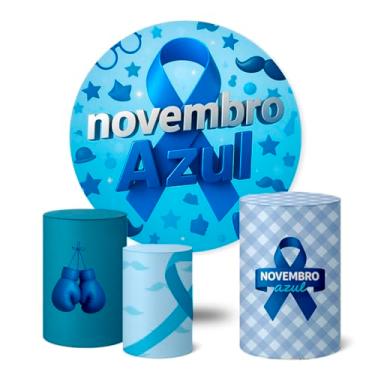 Imagem de Trio Capas Cilindro + Painel Redondo Festa 1,50m Novembro Azul (K1NOV0014)
