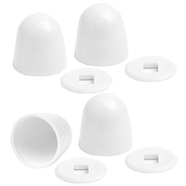 Imagem de Pacote com 4 tampas de parafuso de vaso sanitário universais capas de plástico branco push on com arruelas de fácil instalação ferragens para assento de tigela de altura