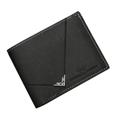 Imagem de Carteira masculina fina de couro dobrável – clipe para dinheiro e janela de identidade, suporte de 8 cartões para uso comercial/casual, carteira minimalista para cartão de crédito, Preto, Minimalista