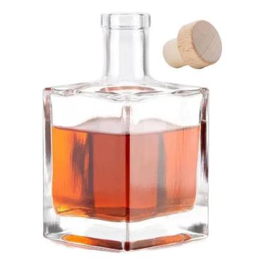 Imagem de Garrafa De Vidro Cube 500Ml Luxo Cachaça Whisky Azeite Licor