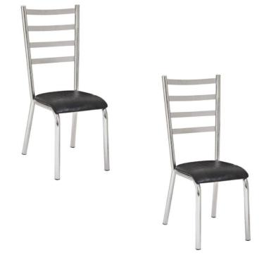 Imagem de Kit 2 Cadeiras Laura Cromada Para Cozinha Preto