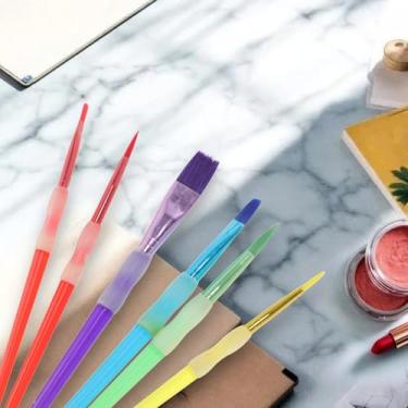 Imagem de Generic Conjunto de 6 pincéis de silicone, 6 pincéis coloridos de silicone, tipo de tinta, guache, cerdas redondas, plástico de nylon, multicolorido