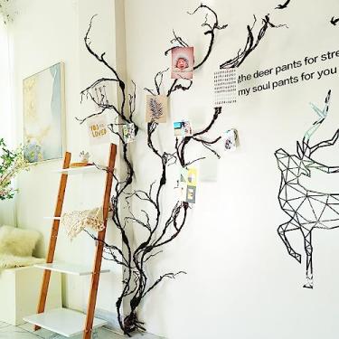 Imagem de Fosolasi 250 cm galhos de árvore artificiais dobráveis ​​galhos de plantas musgo para decoração de parede torcida guirlanda de videira de uva tronco de árvore de madeira falsa flor de cerejeira ao ar