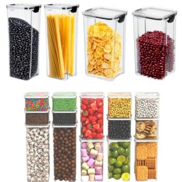 Imagem de Porta Mantimentos, Kit Completo Cozinha Potes Herméticos Empilháveis Trava Segurança Reforçada 100% Vedado(L - 2x 2,2L + 2x 1,6L)