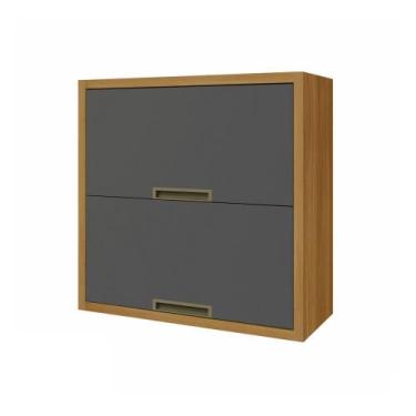 Imagem de Armário Aéreo 2 Portas MDF 80cm Imperatriz Nesher, Freijó/Grafite
