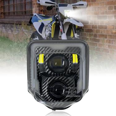 Imagem de Dirt Bike Farol de LED de Fibra de Carbono 72W Farol Alto Baixo DRL para Husqvarna 701 Supermotor 701 Enduro FE250 FE350S FE450 FE501 FE501S TE250i TE300i 2017-2022
