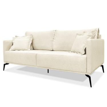 Imagem de Sofá 2 Lugares 160cm Pés De Metal Vecchia S06 Linho Pérola - Mpozenato