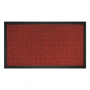 Imagem de Capacho Textura Quadriculada Com Borda Fenice Vermelho 69x39cm - Uzoo Tapete Fenice Liso 69x39cm Vermelho