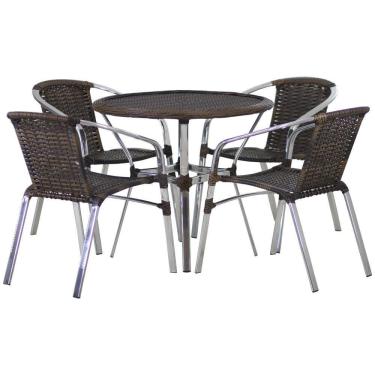Imagem de Conjunto 4 Cadeiras Floripa E Mesa Com Tampo Tramado Em Alumínio Piscina, área, Jardim Argila