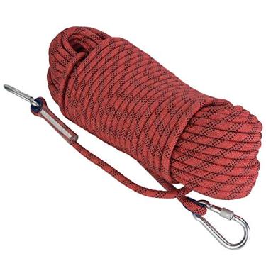 Imagem de Corda de Segurança de Escalada Robusta, Cordão de Resgate de Rapel de Rock Montanha, Ideal para Atividades Ao Ar Livre, 30m/98,4ft, 12mm/0,5in (Vermelho)