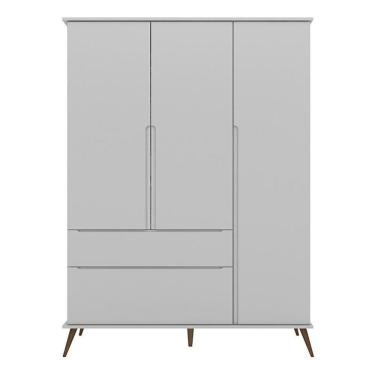 Imagem de Guarda Roupa Infantil Retrô Melinda 3 Portas E 2 Gavetas Cinza - Phoenix Baby Cinza