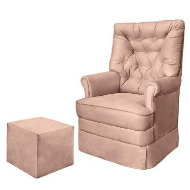 Imagem de Poltrona De Amamentação Alana Com Balanço E Puff Veludo Rosê - Phoenix Baby Veludo Rosê