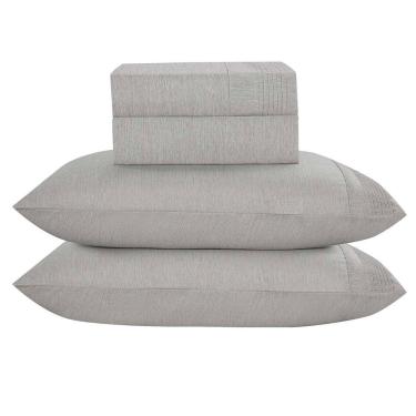 Imagem de Jogo De Cama Lençol Queen Plysce Percal 300 Fios 4 Peças Cinza 100% Poliéster