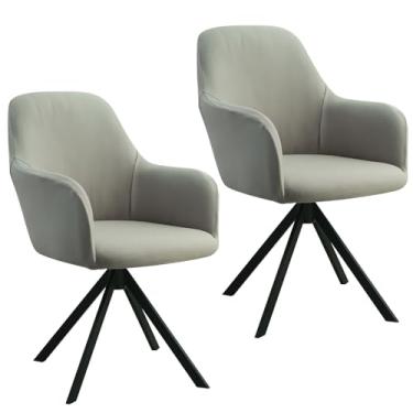 Imagem de Reaeng Pacote com 2 capas de cadeira elásticas com braços, capas cinza claro para cadeiras de escritório e jantar curvas, protetor de assento lavável universal (cinza claro)