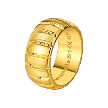 Imagem de MYEARS Anel feminino de ouro 14 K com enchimento a vácuo, joia simples para presente, tamanho 35 a 38, Metal