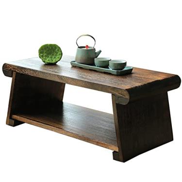 Imagem de Mesa antiga com pernas dobráveis cama laptop mesa japonesa mesa de chá multifuncional mesa baixa sentada no chão móveis (cor: marrom, tamanho: 68 x 35 x 28 cm) (marrom 50 x 30 x 20 cm) (marrom 80 x 40
