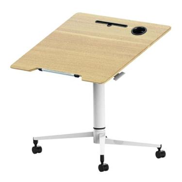 Imagem de Bandejas de mesa de sofá Stowaway mesa de laptop dobrável sofá mesa de cabeceira mesa de jantar portátil mesa de jantar mesa de TV ajustável em altura com suporte de copo (tamanho: 80 × 60 cm) (cor