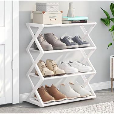 Imagem de Sapateira Prateleira Sanfonada 4 Andares Organizadora Plástico Sapatos(Kit 2 Branca)