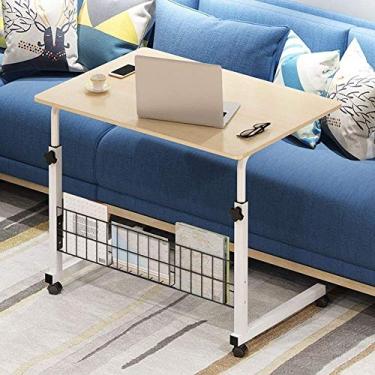 Imagem de Mesa lateral para laptop, mesa de cabeceira ajustável, sobrecama, com rodas, bandeja de armazenamento/mesa de notebook, mesa lateral de sofá para casa, dormitório, escritório, hospital, W (cor C