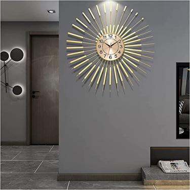 Imagem de Relógio de parede arte simples relógio de parede 23,6 polegadas Sunburst relógios de parede, moderno silencioso 3D metal grande relógio de parede sem tique-taque relógio de quartzo para sala de estar