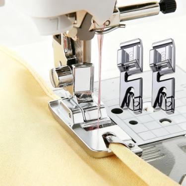 Imagem de Conjunto de 2 peças de calcador de máquina de costura de bainha estreita para todas as máquinas de costura de haste baixa Singer, Brother, Babylock, Euro-Pro, Janome, Kenmore, Elna (3 mm)