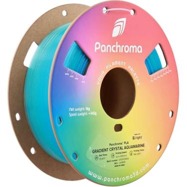 Imagem de Polymaker Panchroma Gradiente PLA Filamento de impressão 3D translúcido azul e transparente, 1,75 mm, 1 kg, gradiente PLA premium, fácil de imprimir, compatível com AMS, perfeito para abajures, vasos