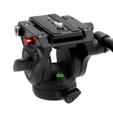 Imagem de Avella V501 — Cabeça de proteção para câmera de vídeo com tripé fluido para câmera Canon Nikon Sony Olympus Panasonic DSLR, com parafuso de montagem de 3/8" e 1/4"