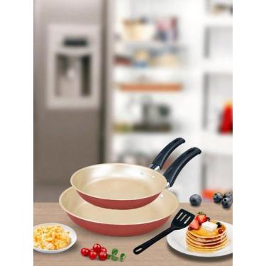 Imagem de Kit Frigideiras Antiaderentes 18cm e 22cm Espátula  Conjunto 2 Peças -