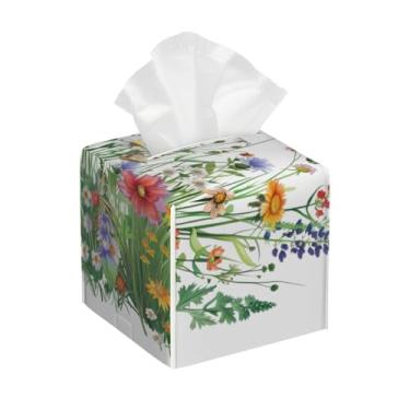 Imagem de Porta-lenços de papel quadrado de couro, impermeável, borboleta, simples, flor, facial, organizador de papel com cinto inferior, estojo de lenços para mesa, banheiro, escritório, mesa, carro