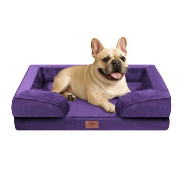 Imagem de Comfort Expression Cama ortopédica para cães médios 76 x 50 cm, à prova d'água, espuma para ovos, cama média para animais de estimação com almofadas removíveis, sofá para cães com capa lavável e fundo