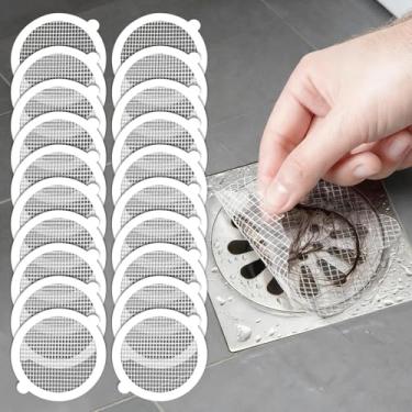 Imagem de Pacote com 10 coletores de cabelo descartáveis para banheiro, protetor de ralo de chuveiro e armadilha de cabelo de banheira, almofadas de filtro redondas de uso único para prevenção de entupimentos