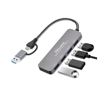 Imagem de Hub USB para laptop, divisor USB 3.0, extensor de hub USB C, várias portas USB para laptop, PC, mouse, teclado, divisor USB C com 4 portas USB 3.0