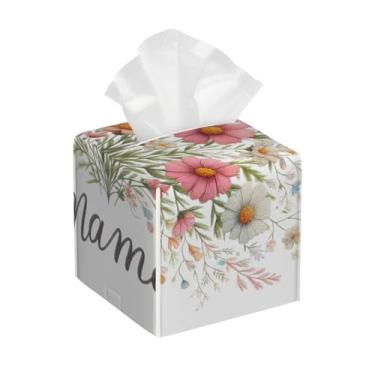 Imagem de Porta-lenços de papel quadrado de couro, impermeável, simples, borboleta, flor, facial, organizador de papel com cinto inferior, estojo de lenços para mesa, banheiro, escritório, mesa, carro