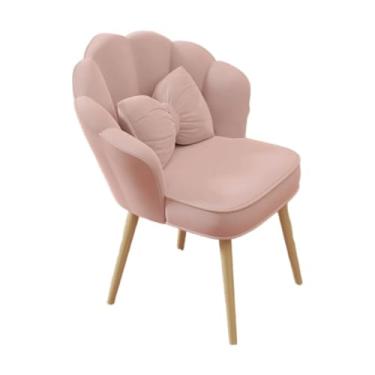 Imagem de SiaBiced Cadeira de Vaidade com Travesseiro E Pernas de Madeira, Assento Estofado Confortável Estilo Nórdico, Poltrona de Maquiagem para Salão de Maquiagem, Qu, Rosa