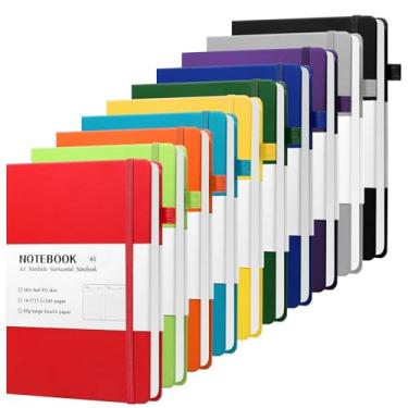 Imagem de 10 Pack PU Leather Hardcover Notebook, A5 Lined Journal Notebooks for Writing, Business Work,Travel,School,College, 5.5 x 8.3 inch, 240 Pages Classic College Ruled Journals Notepad, Multicolored