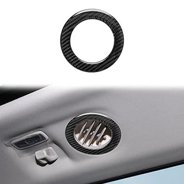 Imagem de nuoozy Acabamento da tampa do painel da moldura da saída de vento do ar condicionado traseiro de fibra de carbono compatível com Ford Explorer 2020 2021 2022 acessórios interiores preto (4 peças)