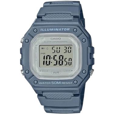 Imagem de Casio Relógio feminino digital mostrador quadrado mostrador azul pulseira de resina W-218HC-2AVDF., azul, pulseira, Azul, alça